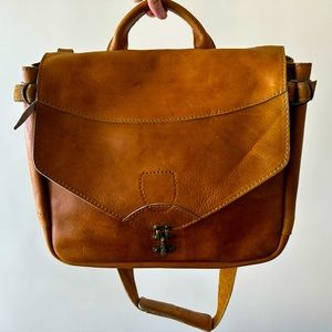 Vintage Caramel Brown All Leather Messenger Bag